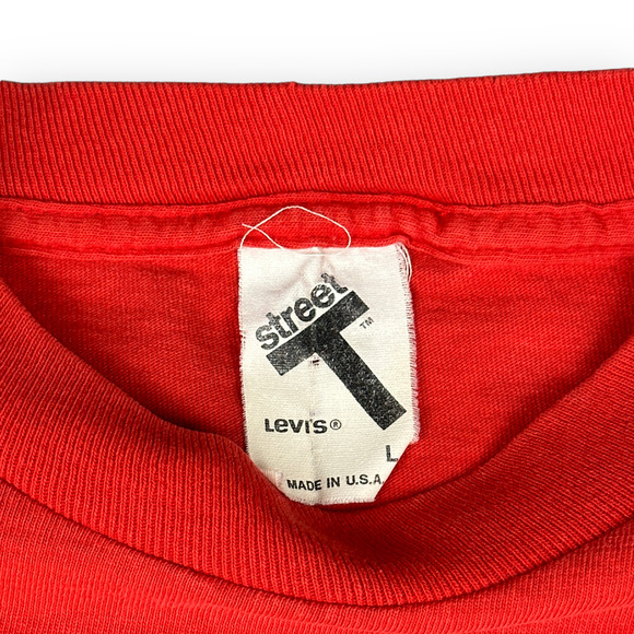 Vintage Levis Shirt Adult LARGE Red 90s Button Your Fly 501 Jeans Graphic Brand - Picture 4 of 6